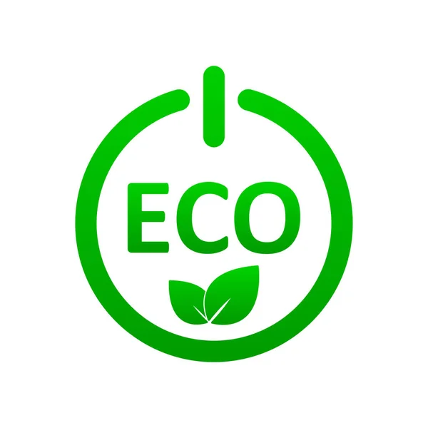 環境に優しいステッカー ラベル バッジ ボタン エコロジーアイコン 緑の葉を持つ有機製品のスタンプテンプレート 白い背景に隔離されたベクトルイラスト — ストックベクタ