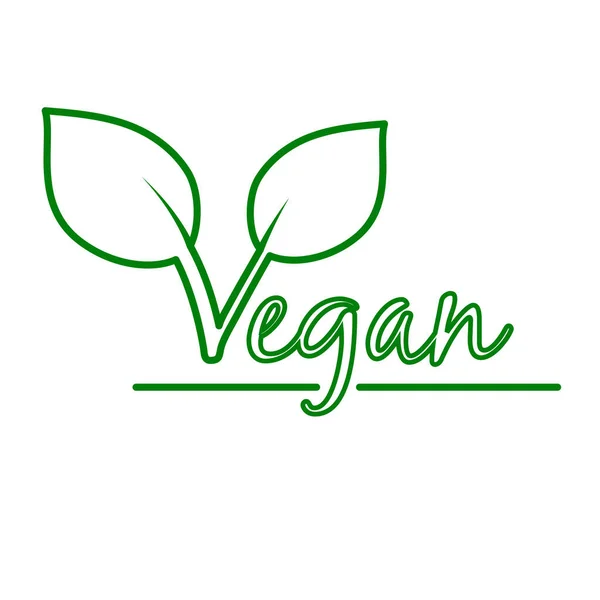 ビーガンステッカー ラベル バッジ エコロジーアイコン ビーガン食品やビーガン製品の葉が付いているロゴテンプレート 白い背景に隔離されたベクトルイラスト — ストックベクタ