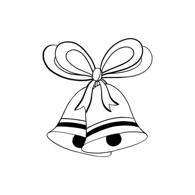 Kurdeleli Noel çanları. El yapımı çanlar. Karalama biçiminde vektör illüstrasyonu