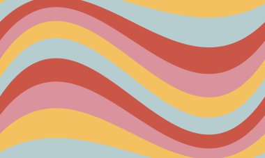 Abstract rainbow wavy background in style 60-70-ies. Vintage groovy retro background. Hippie aesthetics
