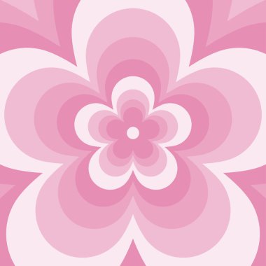 Retro groovy fun background pink flower burst. Vector illustration