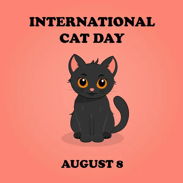 stock vector International Cat Day poster. Black cat with yellow eyes. Important day. Vector illustration