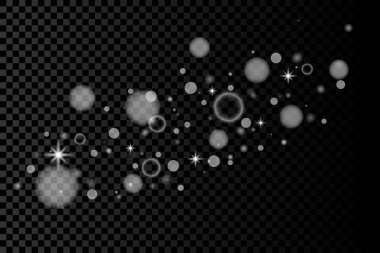 Işık efekti. Yıldız parlaklıkla patladı. Şeffaf bir arkaplanda beyaz şeffaf ışıklar. Vektör illüstrasyonu