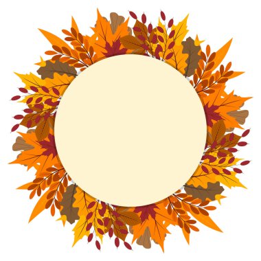 Şeffaf arkaplanda yaprakları ve gül kalçası dalları olan sonbahar çerçevesi. Vektör illüstrasyonu