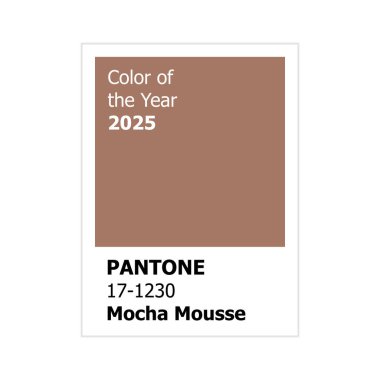 2025 yılı rengi, Pantone 17-1230 Mocha Mousse. Vektör illüstrasyonu