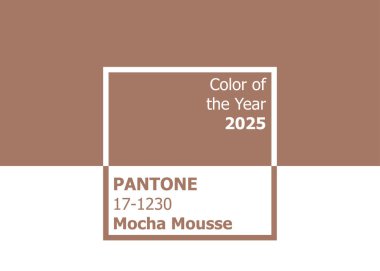 2025 yılının rengi, Mocha Mousse trend renk paleti örnek kitap rehberi. Vektör illüstrasyonu