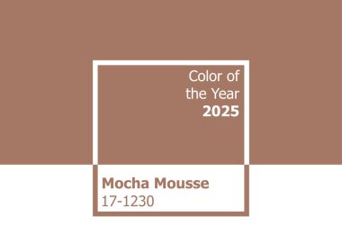 2025 yılının rengi, Mocha Mousse trend renk paleti örnek kitap rehberi. Vektör illüstrasyonu