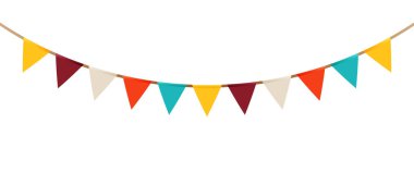 Karnaval çelengi. Doğum günü için çok renkli çelenk bayrağı, karnaval, sirk gösterisi. Vektör illüstrasyonu