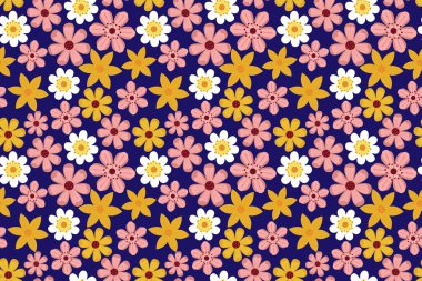 Bahar çiçekleriyle çizilmiş güzel, pürüzsüz bir desen. Duvar kağıdı, kumaş, tekstil, posterler, kartlar için desen. Vektör illüstrasyonu