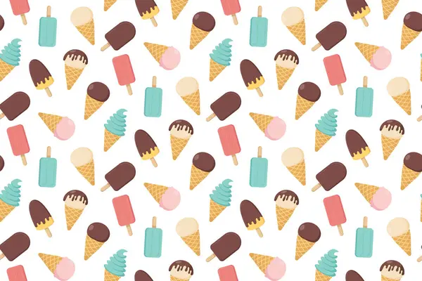 Dondurmalı hoş, pürüzsüz desen. Eskimo ve dondurma külahı. Kumaş, ambalaj kağıdı, kartlar, posterler için tasarım. Vektör illüstrasyonu