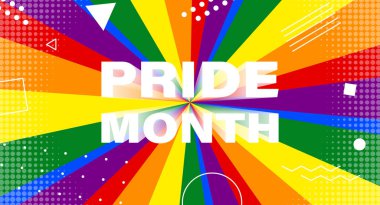 LGBT gurur ayı için parlak renkli pankart. Renkli LGBT gökkuşağı bayrağı. Vektör illüstrasyonu