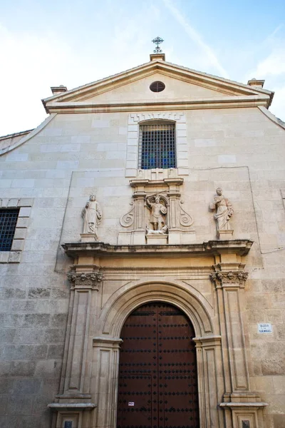 Barokní Fasáda Katolického Kostela San Miguel Murcii Sochami Svatých — Stock fotografie