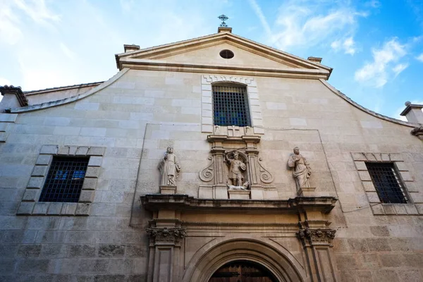 Façade Baroque Église Catholique San Miguel Murcie Avec Sculptures Saints — Photo