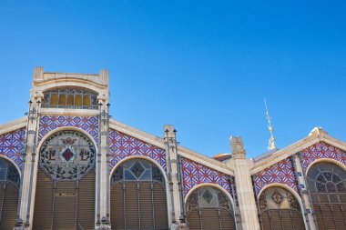 Beautiful modernist facade of the Central Market in Valencia