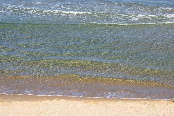 Striking Scene Waves Breaking Sand Spanish Beach — Fotografia de Stock