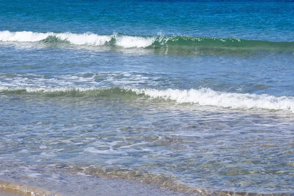Striking Scene Waves Breaking Sand Spanish Beach — Fotografia de Stock