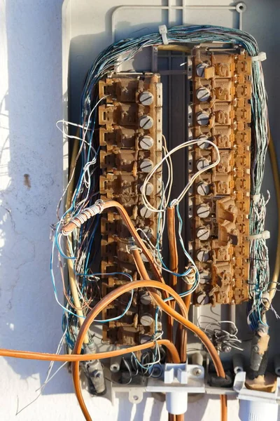 Cables Caja Conexión Para Telecomunicaciones Voz Internet — Foto de Stock