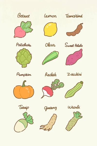 Sebzelerin izole edilmiş renk çizimleri _ 03