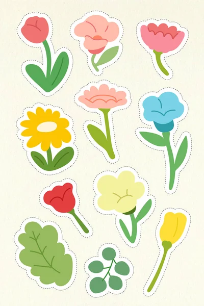 Çiçeklerin bayramı için çıkartmalar. vektör illüstrasyonu.