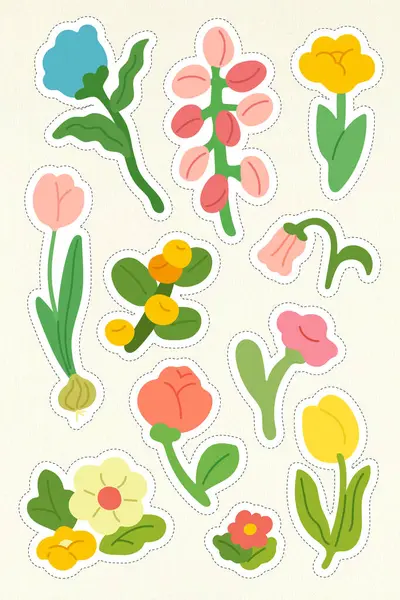 Bahar çıkartmaları. vektör illüstrasyonu.