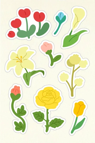 Çiçek kümesinin vektör illüstrasyonu