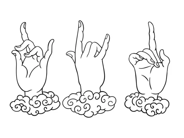 Buddha elinin siyah-beyaz çizimi