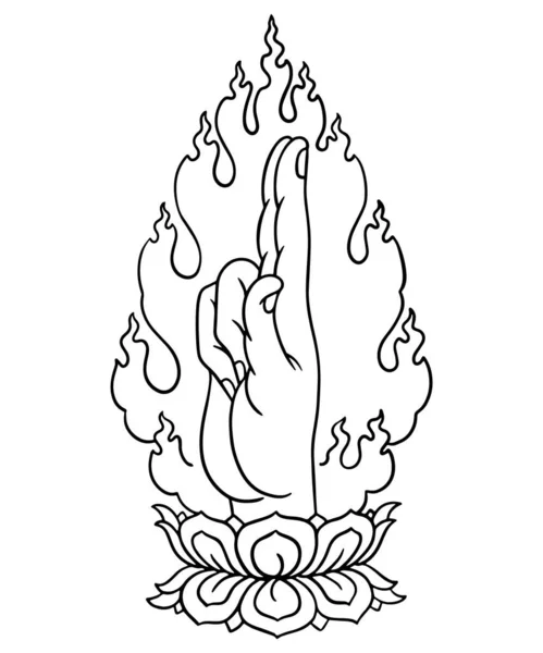 Buddha elinin siyah-beyaz çizimi
