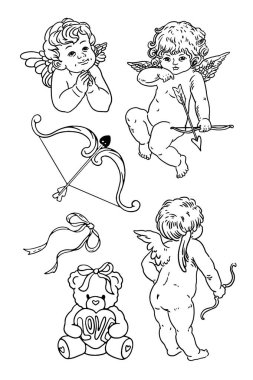 Aşk tanrısı kümesinin vektör illüstrasyonu.