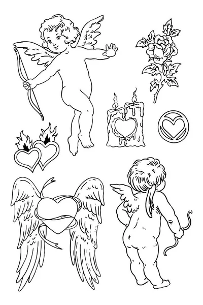 Melek ve aşkın vektör çizimi