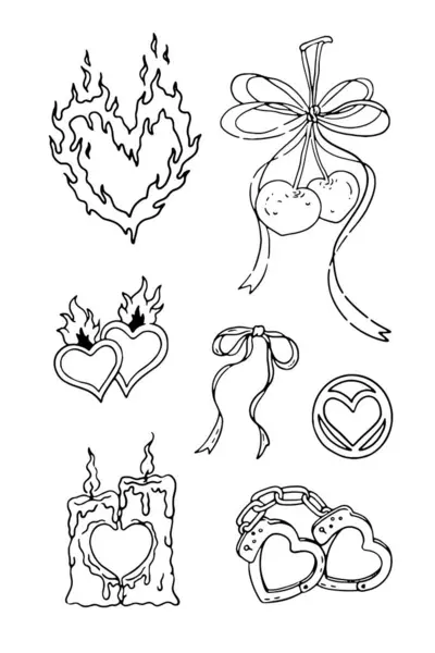 El çizimi aşk ve sevgililer günü seti