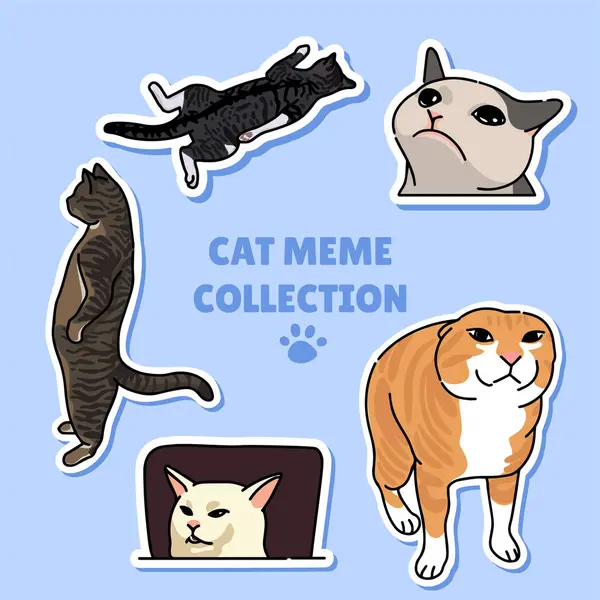 Koleksiyon kedisi mim etiketi illüstrasyon vektör tasarımı