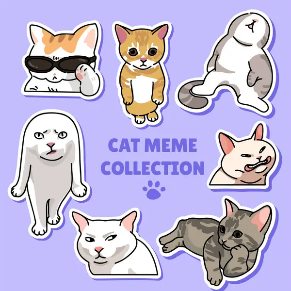 Koleksiyon kedisi mim etiketi illüstrasyon vektör tasarımı