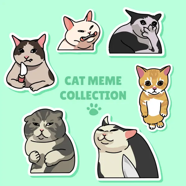 Koleksiyon kedisi mim etiketi illüstrasyon vektör tasarımı