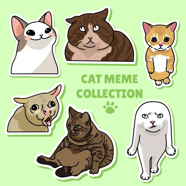 Koleksiyon kedisi mim etiketi illüstrasyon vektör tasarımı