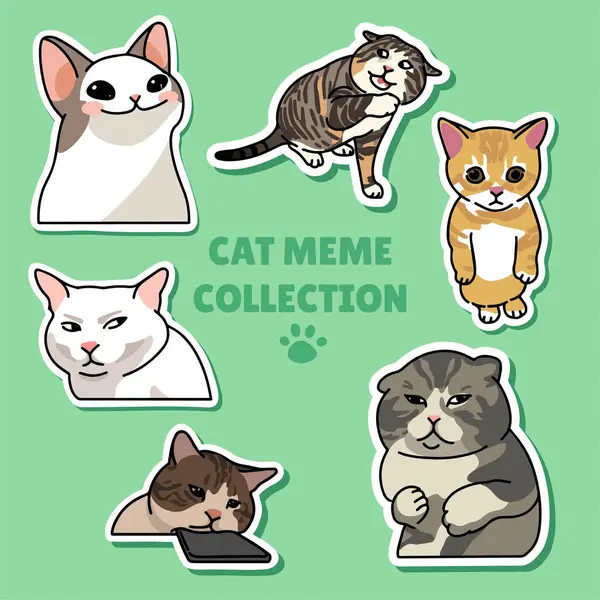 Koleksiyon kedisi mim etiketi illüstrasyon vektör tasarımı