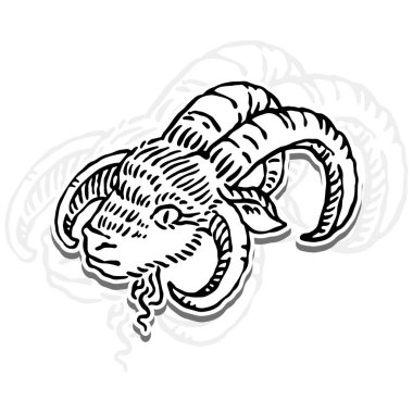 vektör, beyaz zemin üzerine karikatür keçi