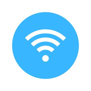 Wi-Fi icon in a blue circle. Smartphone icon. Mobile connection.