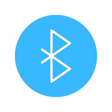 Bluetooth icon, isolated sign in a flat style, in a blue circle. Wireless technology concept. clipart
