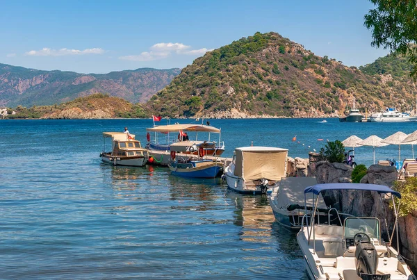 Boote Vor Anker Golf Von Icmeler Türkei — Stockfoto