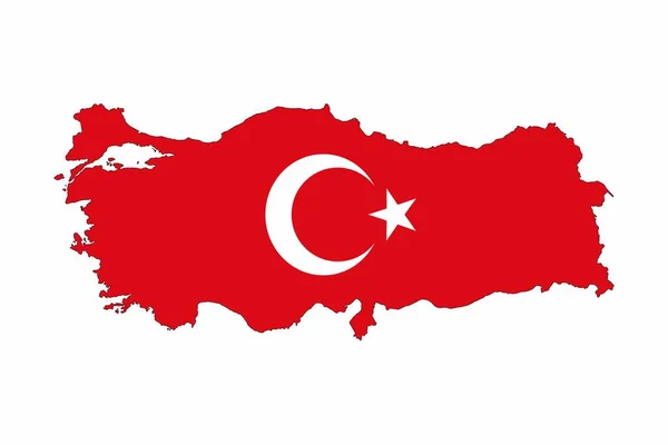 白色背景下的土耳其地图和国旗概念 — 图库照片