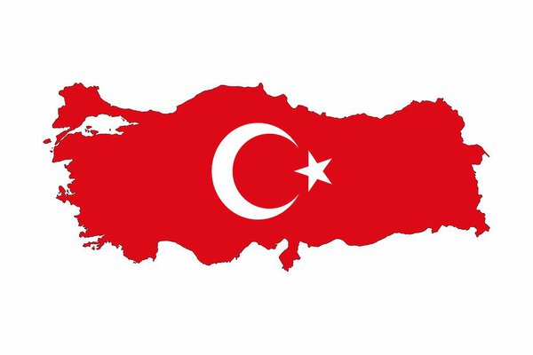 Beyaz Arka Planda Türkiye Haritası Bayrağı Kavramı — Stok fotoğraf