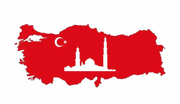 Turquie Carte Concept Avec Mosquée Sur Fond Blanc — Photo