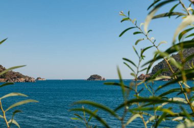 Marmaris, Icmeler Körfezi. Akdeniz 'in manzarası. Türkiye 'nin Ege kıyıları. Deniz Burnu.