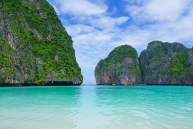 beautiful nature scenic landscape famous landmark beach Maya bay Krabi, Tourism destination Popular travel place for summer holidays vacation trip.