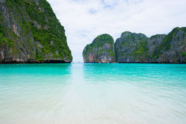 beautiful nature scenic landscape famous landmark beach Maya bay Krabi, Tourism destination Popular travel place for summer holidays vacation trip.