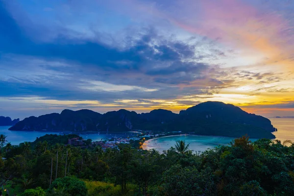 View Point Phi Phi Island Sunset Time Krabi Province Thajsko — Stock fotografie