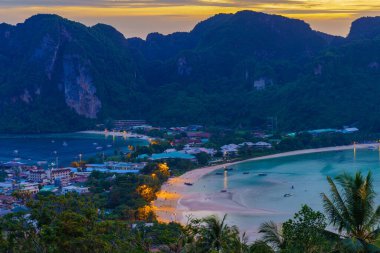 View point of Phi Phi Island at sunset time, Krabi Province, Thailand. Travel vacation background