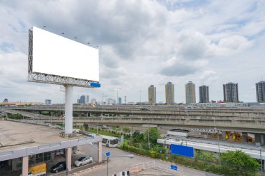 billboard blank on road in city for advertising background. clipart