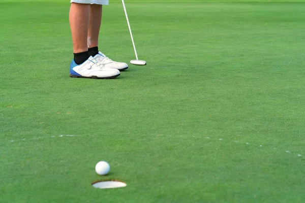 Golfer Putt Golf Ball Hole Green Golf Course — Stock Photo, Image