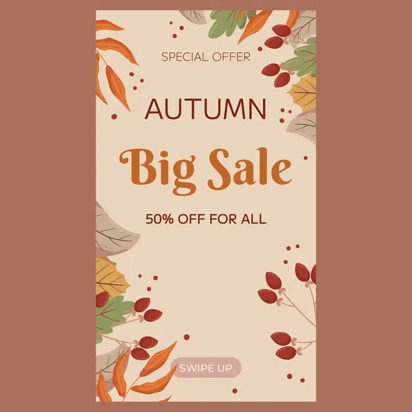 Autumn Big Sale Vertical Social Media Stories Template Design Marco — Archivo Imágenes Vectoriales